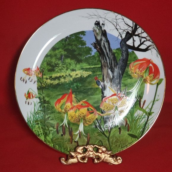 VTG Decorative Plate Royal Windsor Regal Lily Wildflowers of the South Gold Trim - Picture 12 of 12